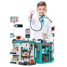 Didelis medicinos rinkinys Medicinos stalas Daktaro šviesos garsai priedai 77 vnt.