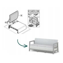 Trivietė sodo sofa &bdquo;Scandi Linea&ldquo;, šviesiai pilka/tamsiai plieno pilka