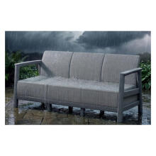 Trivietė sodo sofa &bdquo;Scandi Linea&ldquo;, šviesiai pilka/tamsiai plieno pilka