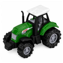 Žemės ūkio transporto priemonių rinkinys: traktorius, pašarų kombainas, priekabos, transportas 1:68 4 vnt.