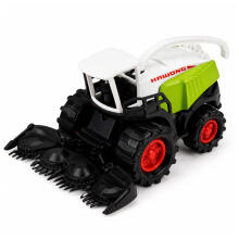 Žemės ūkio transporto priemonių rinkinys: traktorius, pašarų kombainas, priekabos 1:68, 4 vnt.