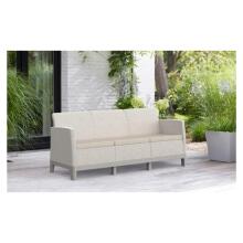 Dvivietė sodo sofa &bdquo;Scandi Form&ldquo;, trivietė sofa, pilka/šviesiai smėlio spalvos