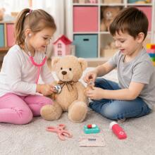 Medinis mažo gydytojo rinkinys medicininė kuprinė vaikams 26 elementai ECOTOYS