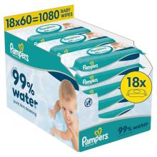 Pampers Aqua Art.297122 Drėgnos servetėlės ​​kūdikiams, 1 pakuotė (60 vnt.)