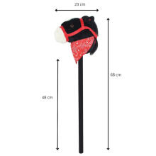 Pliušinis žaislas - 49689 - ARKLIS su GARSŲ ant LAZDOS - JUODAS - dydis 68 cm