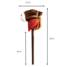 Pliušinis žaislas - 49337 - ARKLIS su GARSŲ ant LAZDOS - RUDAS - dydis 68 cm