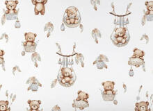 Cover set - 2 pcs - 135x100, 40x60  - BEAR in BASKET - GREY