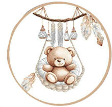 Cover set - 2 pcs - 135x100, 40x60  - BEAR in BASKET - GREY