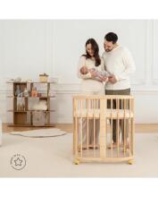 Waldin Baby Collection Bed Crib  7 in 1 Art.297431 Natural Daugiafunkcinė medinė transformuojama lovelė 7 viename