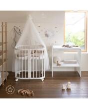Waldin Baby Collection Bed Crib  7 in 1 Art.297432 White Daugiafunkcinė medinė transformuojama lovelė 7 viename