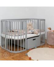 Waldin Baby Collection Bed Crib  7 in 1 Art.297433 Grey Daugiafunkcinė medinė transformuojama lovelė 7 viename