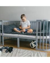 Waldin Baby Collection Bed Crib  7 in 1 Art.297433 Grey Daugiafunkcinė medinė transformuojama lovelė 7 viename