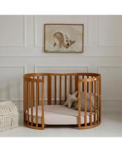 Waldin Oval Baby Collection Bed Crib  7 in 1 Art.297435 Vintage Daugiafunkcinė medinė transformuojama lovelė 7 viename