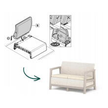 Dvivietė sodo sofa &bdquo;Scandi Linea&ldquo;, pilka/šviesiai smėlio spalvos