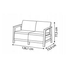 Dvivietė sodo sofa &bdquo;Scandi Linea&ldquo;, pilka/šviesiai smėlio spalvos