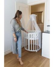 Waldin Oval Baby Collection Bed Crib  7 in 1 Art.297541 White  Daugiafunkcinė medinė transformuojama lovelė 7 viename