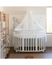 Waldin Oval Baby Collection Bed Crib  7 in 1 Art.297541 White  Daugiafunkcinė medinė transformuojama lovelė 7 viename