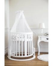 Waldin Oval Baby Collection Bed Crib  7 in 1 Art.297541 White  Daugiafunkcinė medinė transformuojama lovelė 7 viename