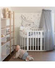 Waldin Oval Baby Collection Bed Crib  7 in 1 Art.297541 White  Daugiafunkcinė medinė transformuojama lovelė 7 viename