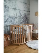 Waldin Oval Baby Collection Bed Crib  7 in 1 Art.297542 Natural Wood Multifunctional wooden 7-in-1 transforming crib