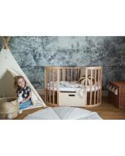 Waldin Oval Baby Collection Bed Crib  7 in 1 Art.297542 Natural Wood Multifunctional wooden 7-in-1 transforming crib