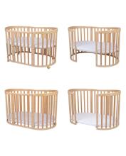 Waldin Oval Baby Collection Bed Crib  7 in 1 Art.297542 Natural Wood Multifunctional wooden 7-in-1 transforming crib