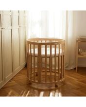 Waldin Oval Baby Collection Bed Crib  7 in 1 Art.297542 Natural Wood Multifunctional wooden 7-in-1 transforming crib