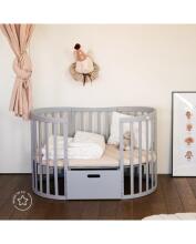 Waldin Oval Baby Collection Bed Crib  7 in 1 Art.297543 Grey  Daugiafunkcinė medinė transformuojama lovelė 7 viename