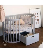 Waldin Oval Baby Collection Bed Crib  7 in 1 Art.297543 Grey  Daugiafunkcinė medinė transformuojama lovelė 7 viename
