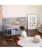 Waldin Oval Baby Collection Bed Crib  7 in 1 Art.297543 Grey  Daugiafunkcinė medinė transformuojama lovelė 7 viename