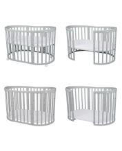 Waldin Oval Baby Collection Bed Crib  7 in 1 Art.297543 Grey  Daugiafunkcinė medinė transformuojama lovelė 7 viename