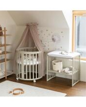Waldin Oval Baby Collection Bed Crib  7 in 1 Art.297544 Olive Multifunctional wooden 7-in-1 transforming crib