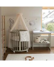 Waldin Oval Baby Collection Bed Crib  7 in 1 Art.297544 Olive Multifunctional wooden 7-in-1 transforming crib