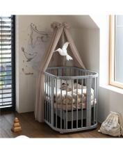 Waldin  Bed Crib  5 in 1 Art.297545 Grey Daugiafunkcinė medinė transformuojama lovelė 5 viename