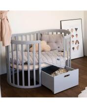 Waldin  Drawer 7 in 1 Collection Art.297556 Grey  The storage drawer is compatible with both the classic 7-in-1 crib and the oval 7-in-1 crib.