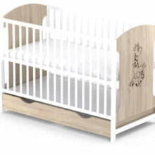 Elf Bed Meadow Drawer Art.298056 White\Pine Medinė kūdikio lovelė su stalčiumi daiktams susidėti (120x60 cm)