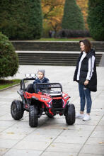 Akumuliatorinis automobilis - 12V - 4WD - odiniai sėdynės - NEL918 - MOSTER - BALTA