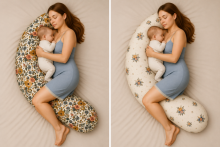 La Bebe™ Moon Satin Art.33557 Grey Reversible Extra Cotton Satin Cover for Maternity Pillow 36×185 cm