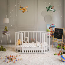 Elf Bed Crib Ovi  3 in 1 Art.298146 White  Daugiafunkcinė medinė transformuojama lovelė 3 viename