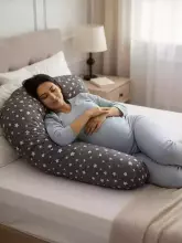 La Bebe™ Moon Satin Art.77502 Large Maternity & Nursing Pillow with Premium Polyester Ball Fiber Filling (Extra Soft, Silent & Resilient Fill) 36×195 cm