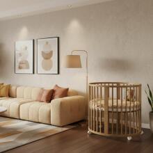 Elf Bed Crib Roundy  Art.298160 Cashmere Stilinga apvali medinė lovelė