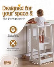 Wooden Learning Tower Lullza Art.298326 White Wooden kitchen stool/step stool for toddlers