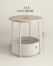 ModernHome Vasagle Lilea Collection Art.298330 Round coffee table with storage and bedside table