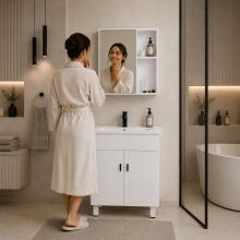 Vonios spintelė su kriaukle + veidrodžio baldų komplektas ModernHome