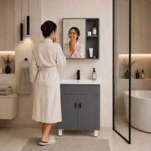 Vonios spintelė su kriaukle + veidrodžio baldų komplektas ModernHome