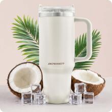 Vacuum thermos mug with straw set 1180 ml Berdsen cream