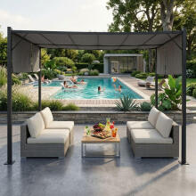 Terasinė pergola 3x4 m plieninė pavėsinė su stogu pilka MultiGarden