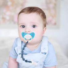 Kidsworld Silicone Pacifier Clip  Art.298740 Mix  Pastelinės žalios spalvos ąžuolo grandinėlė (čiulptuko laikiklis) su segtuku