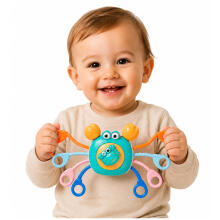 Crab Sensory Educational Toy For Toddlers Rattle Teether Blue