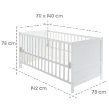Roba Kombi Crib Art.299909 White Transformuojama medinė lovelė (140x70 cm)